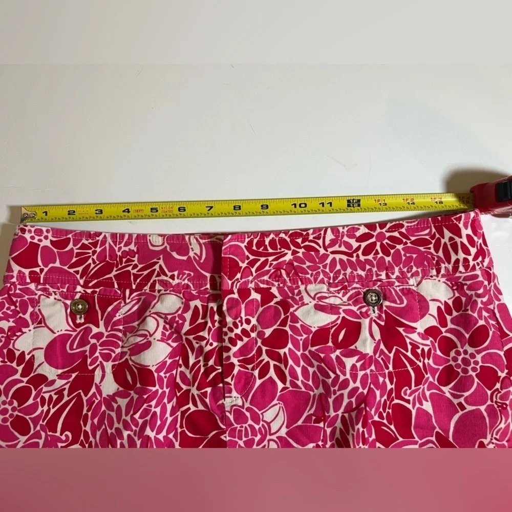 Vintage 90s Lilly Pulitzer pink white floral corduroy mini skirt sz 8 preppy